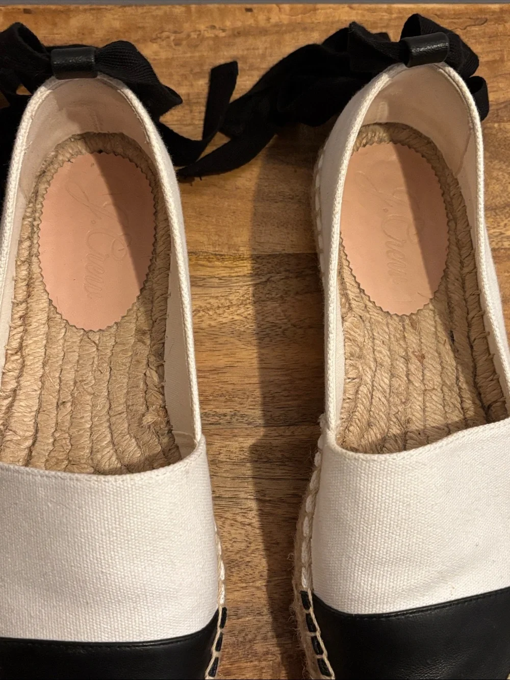 J. Crew Two-Tone Canvas Espadrille Flats in White and Black
